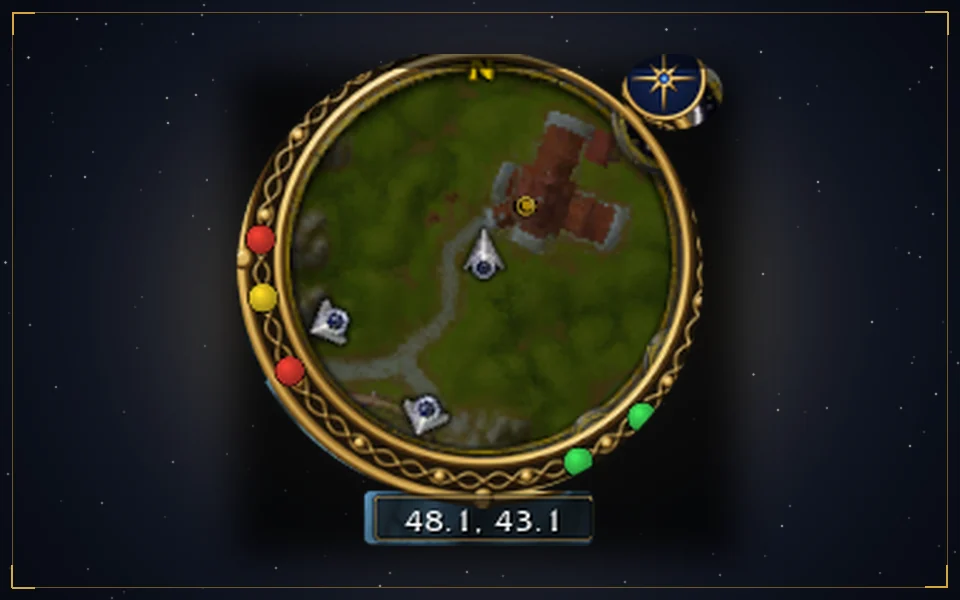 Quests: minimap compass with quest pins