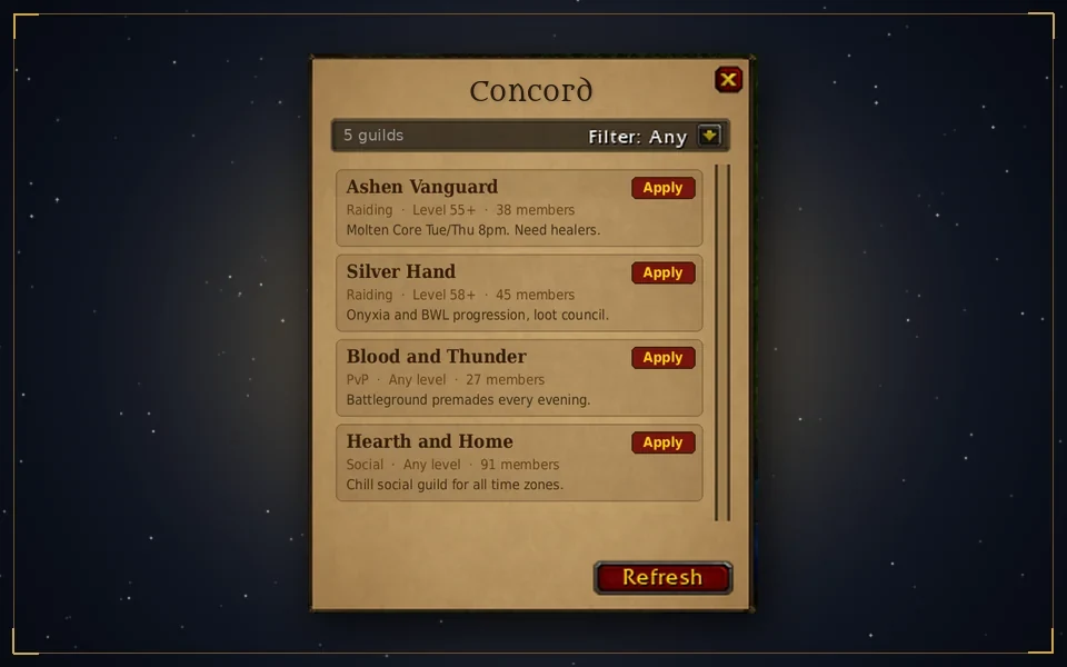 Guilds: guild recruitment board